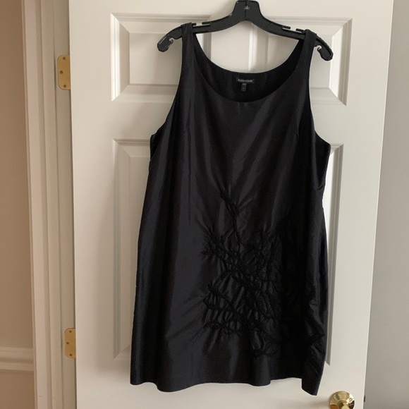 scoop neck sleeveless silk dress eileen fisher Silk Georgette Crepe Scoop Neck Dress